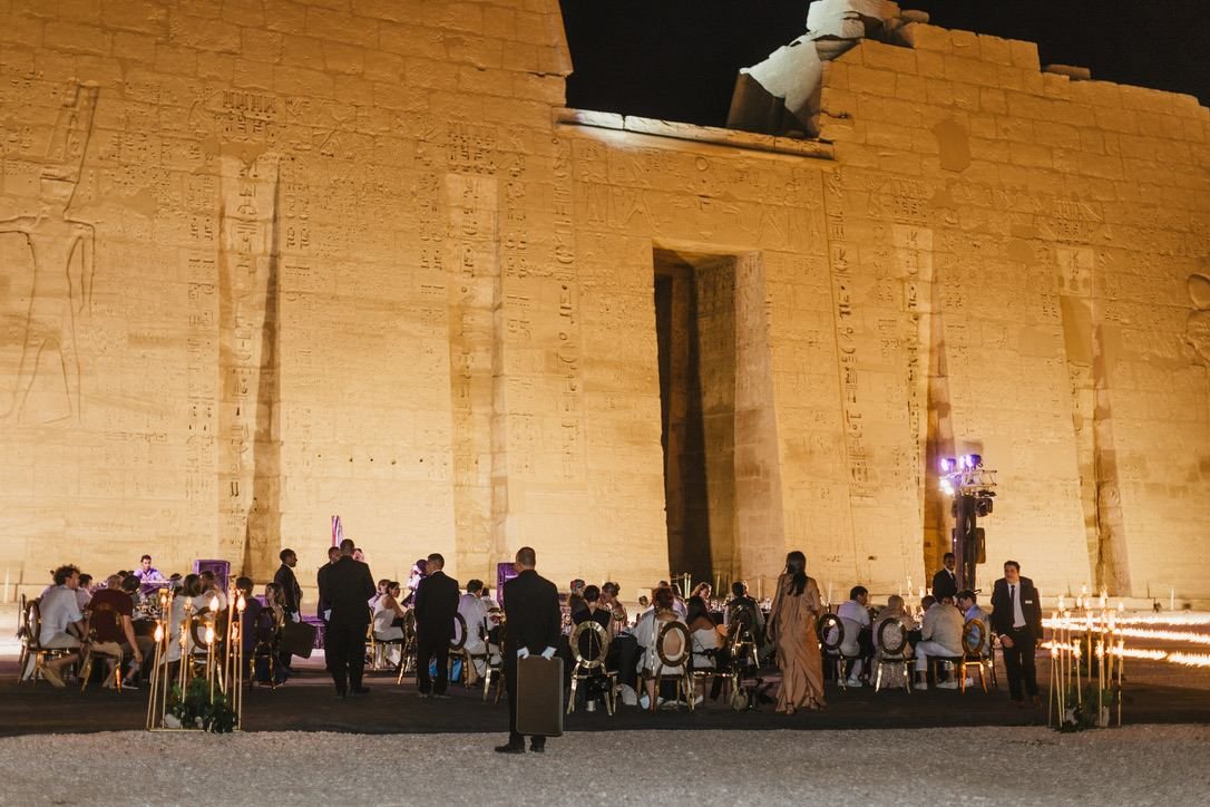 Dinner at the temple during the Egypt cruise